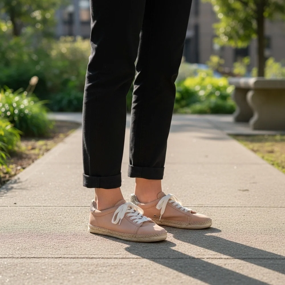 Dolce Vita Blush Pink Leather Espadrille Lace Up Sneakers Snakeskin Detail 6.5